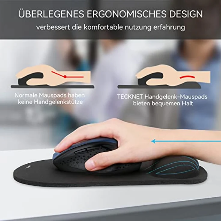 Mauspad, TeckNet Ergonomisches Komfort Mousepad Office Mat Gel mit Handgelenkauflage für Computer und Laptop – Bild 2