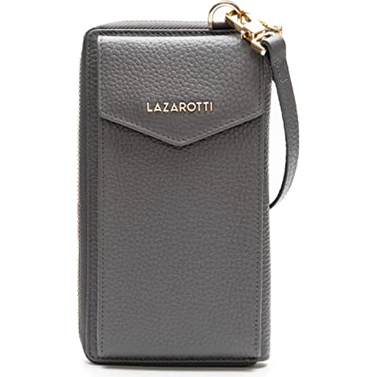 Lazarotti Bologna Leather Handytasche, 100% Leder, grau, 11 cm x 3.5 cm x 19 cm – Bild 1
