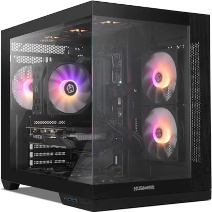 NOX XTREME PRODUCTS Hummer Astra NEO Black - Semitower ATX | M-ATX | ITX, Panoramaglas ohne Rahmen, Platz für 9 Lüfter, Grafikkarten bis zu 400mm, USB-C und USB 3.0 - Schwarz – Bild 2