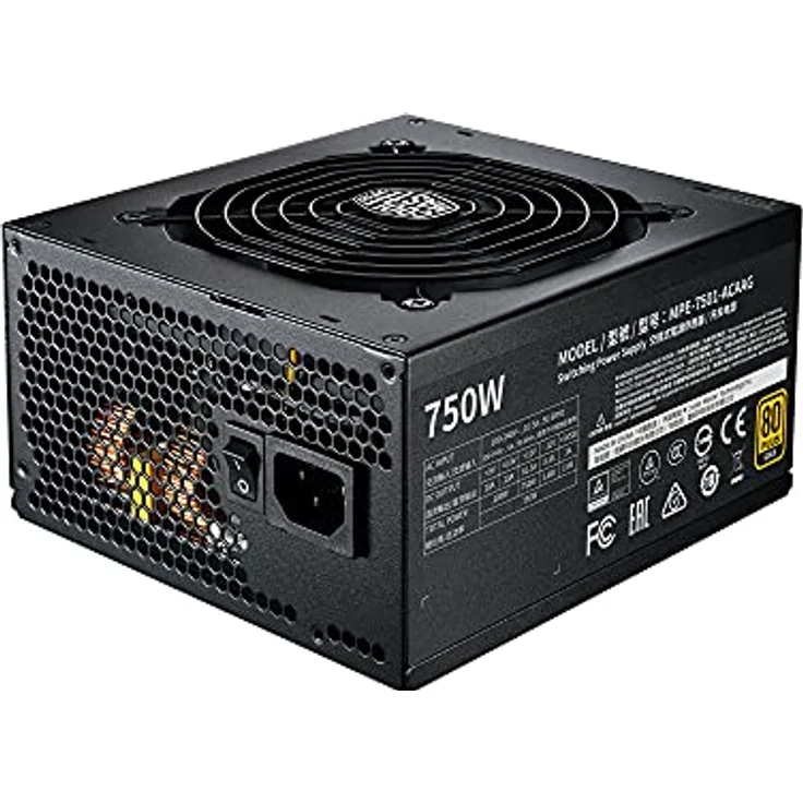 Cooler Master MWE 750 Gold V2, Modulares PC-Netzteil (EU-Stecker), 80 Plus Gold, 750 Watt Netzeil mit Flachkabel, 120mm HDB-Lüfter, Temperaturschwelle 50˚C – Bild 2