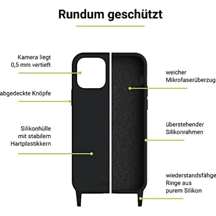 ARTWIZZ HangOn Case Silicone - Silikon Hülle als Handykette zum Umhängen mit Band Black, iPhone 14 – Bild 4