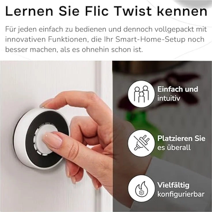Flic Twist Starter-Pack: Kabelloser Smart Home-Controller – Steuern Sie Licht, Musik, Jalousien & Routinen mit Drücken, Drehen, Doppeldrücken, voll konfigurierbar, inkl. Flic Twist & Hub Mini – Bild 5