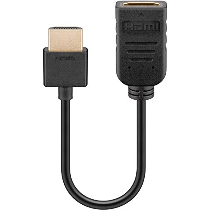 goobay 49979 HDMI Flex Adapter, kurzes Verlängerungskabel Stecker > Buchse zur Verlängerung & Anschluß von FireTV Stick, Chromecast, Roku, 0,20m – Bild 1