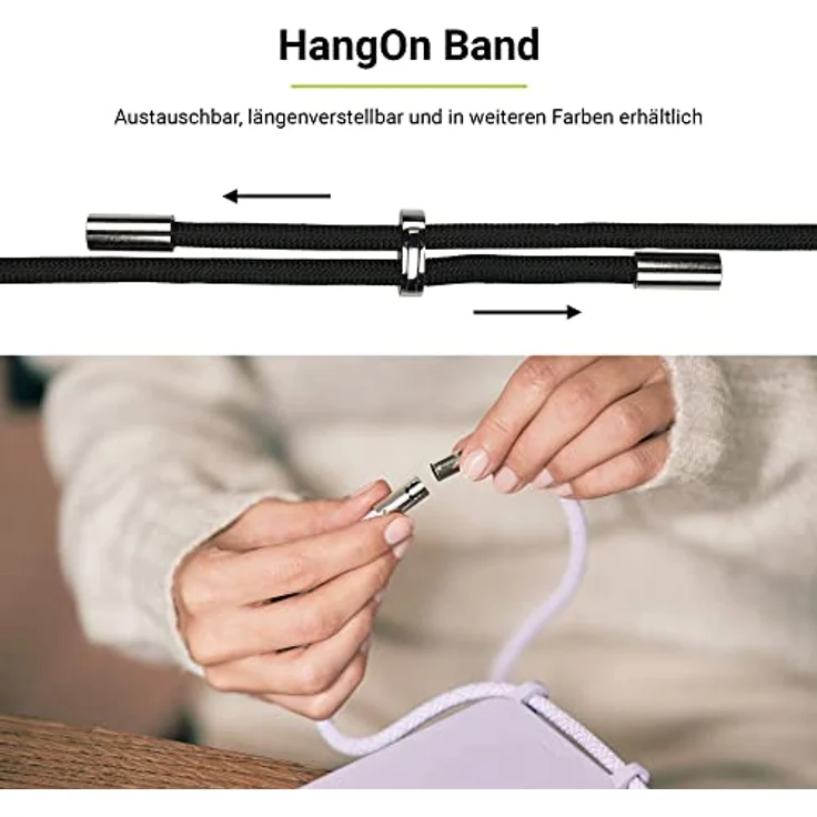 ARTWIZZ HangOn Case Silicone - Silikon Hülle als Handykette zum Umhängen mit Band Black, iPhone 14 – Bild 5