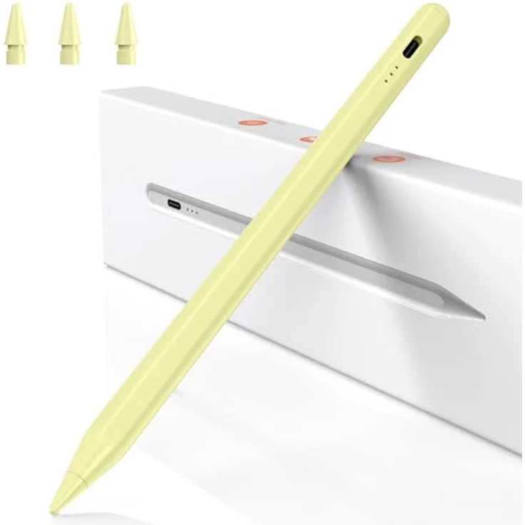 BAZO iPad Stylus Stift für 2018-2025, Pencil 2. Generation mit Schnellladefunktion, Neigungsempfindlichkeit und Palm Rejection, kompatibel mit Pro 13''/12,9''/11'', iPad 6-11/A16/Mini 5/6.Gen/Air 3/4/5 - Gelb – Bild 1