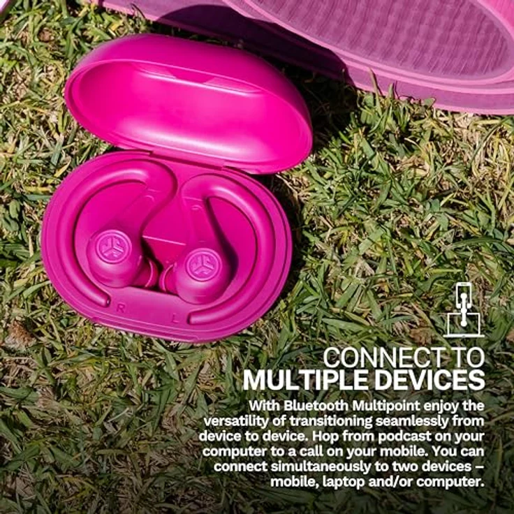 JLab JBuds Air Sport ANC 4, True Wireless Sportkopfhörer mit Noise Cancelling, 60+ Std. Akkulaufzeit, IP66-schweißresistent, Bluetooth Multipoint, Rosa – Bild 5