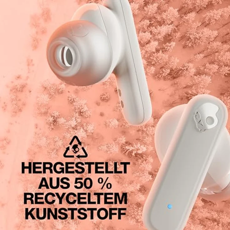 Skullcandy Smokin' Buds In-Ear Wireless-Kopfhörer, 20 Std. Akkulaufzeit, Mikro, Knochen/Orange-Glühen – Bild 4
