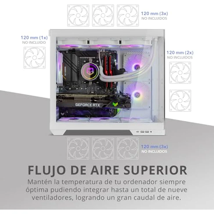 NOX XTREME PRODUCTS Hummer Astra NEO White - Semitower ATX | M-ATX | ITX, Panoramaglas ohne Rahmen, Platz für 9 Lüfter, Grafikkarten bis zu 400mm, USB-C und USB 3.0, Weiß – Bild 4