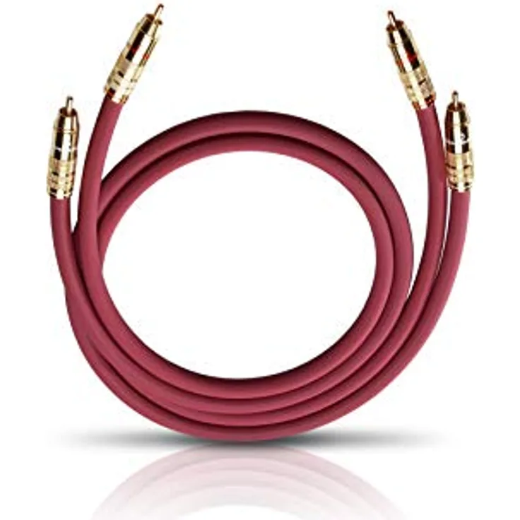 OEHLBACH NF 214 Master 50 - Erstklassiges Stereo Audio-Cinchkabel Set - Mehrfach Schirmung, versilbertes Kupfer - 2 x 0,50 m - bordeaux