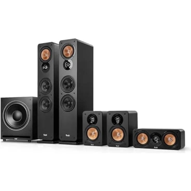 Teufel Ultima 40 Surround Power Edition 5.1-Set, Heimkino Lautsprecher mit 6000 Subwoofer, optional kabellos, Bassreflex, 3-Wege-System, schwarz