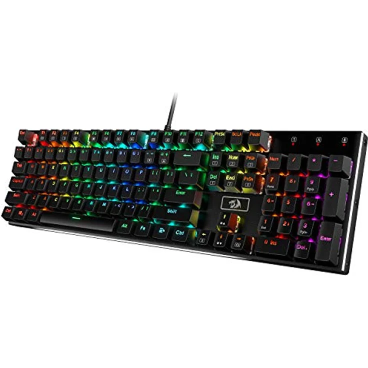 Redragon K556-US RGB LED Kabelgebundene Mechanische Gaming Tastatur Mit Hintergrundbeleuchtung, Aluminium Tastatur, 104 Tasten Anti-Ghosting, für Windows, Laptop, PC, Notebook (QWERTY Layout, Schwarz) – Bild 2