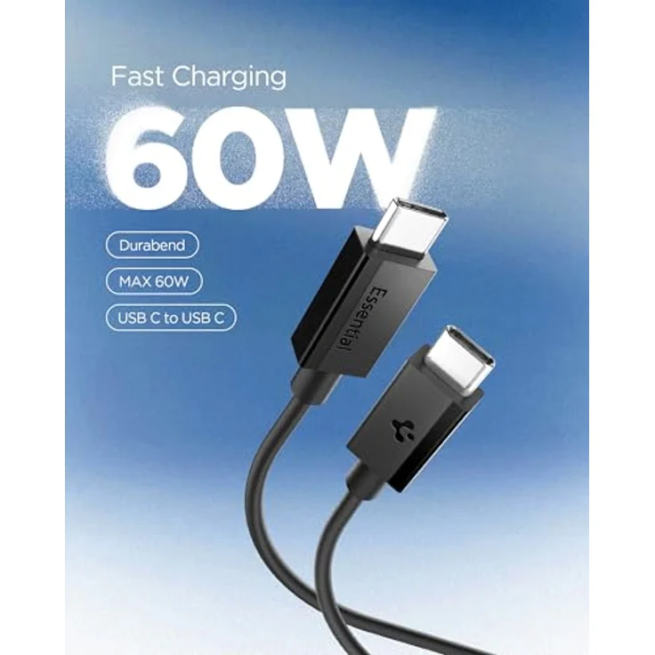 Spigen Essential USB C to USB C 60W Kabel, 1 m, schwarz – Bild 2