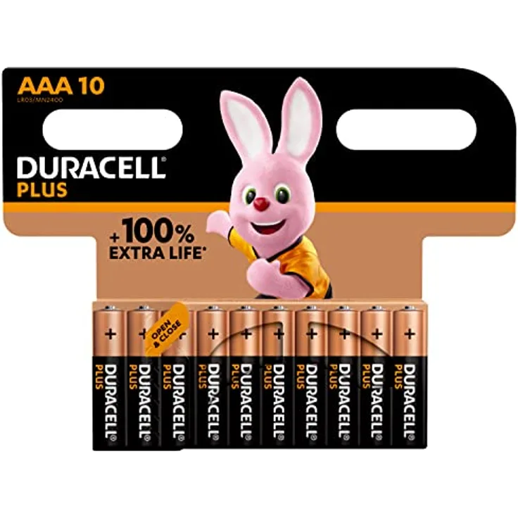 Duracell Plus AAA Micro Alkaline-Batterien, 1.5V LR03 MN2400, 10er-Pack, 163584