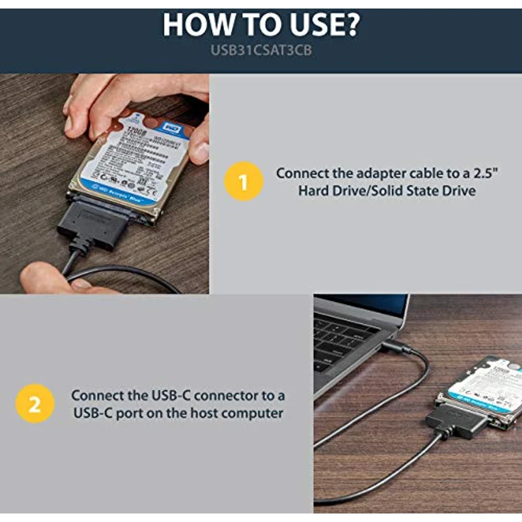 StarTech.com USB 3.1 (10 Gbit/s) Adapterkabel mit USB-C für 2,5 Zoll SATA Laufwerke (USB31CSAT3CB) – Bild 5