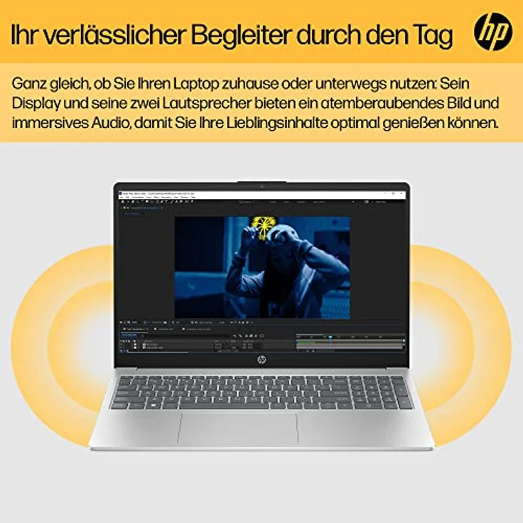 HP Laptop | 15,6 Zoll (39,6 cm) FHD IPS Display | AMD Ryzen 5 7520U | 16 GB LPDDR5-6400 MHz RAM | 512 GB SSD | AMD Radeon-Grafik | Windows 11 Home | QWERTZ Tastatur | silber | mit HP Fast Charge – Bild 3