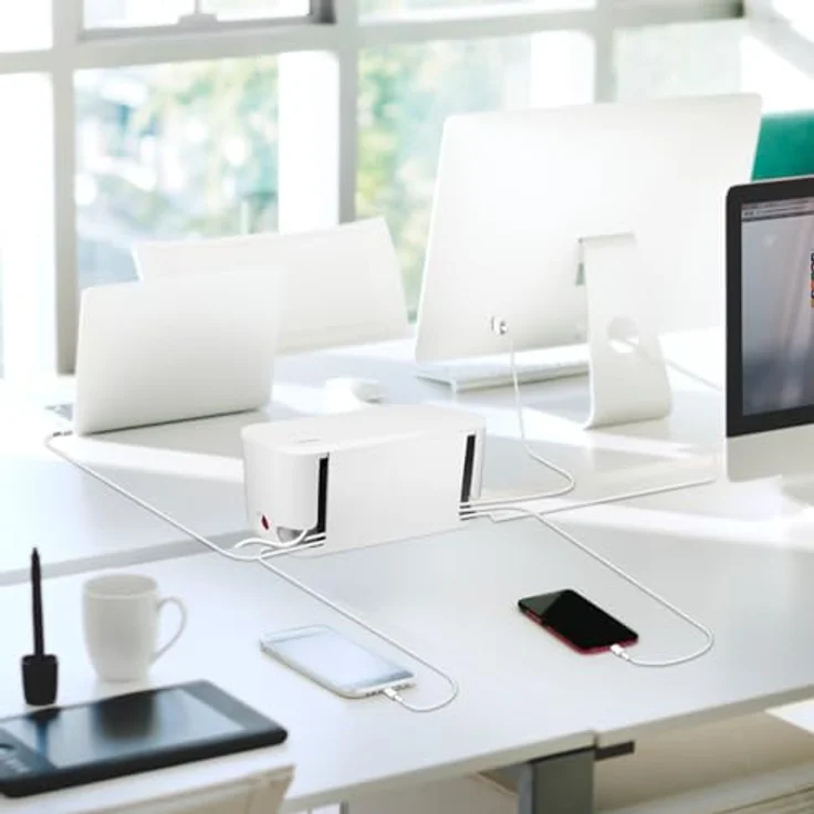 LogiLink LPS281U Kabelbox mit 5-Fach-Steckdosenleiste und 3X USB, Weiß – Bild 2