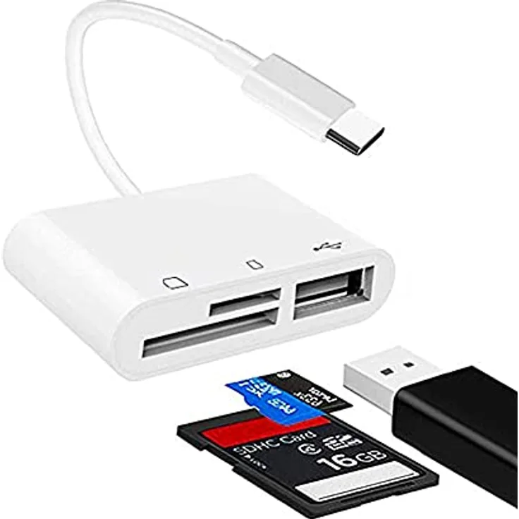 D16 Aukson USB C auf Micro SD TF Speicher Kartenleser, Kompatibel Mit iPad Pro, MacBook Pro/Air, Aukson 3-in-1 USB Kamera Kartenleser Adapter für Dell XPS, Samsung Galaxy S10/S9 und Mehr USB C Geräte