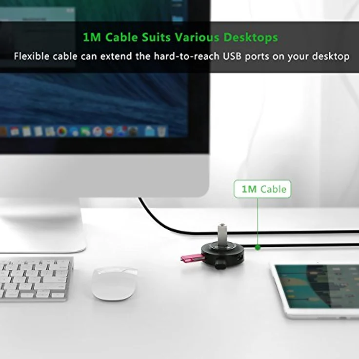 UGREEN USB Hub Super Speed 4 Port USB 2.0 Hub Extra Leicht Verteiler für Apple MacBook,Windows Laptops und Ultrabooks,Tablet-PC und Smartphone,80cm Länge Schwarz – Bild 7