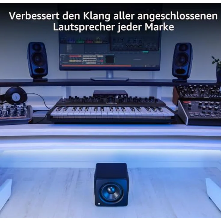M-Audio iLoud Sub, Studio-Subwoofer mit 200 W, 3x 6,5-Zoll-Lautsprechern, 25 Hz Basswiedergabe, ARC X Raumkorrektur, kompakte Bauweise, 244x250x283 mm – Bild 5