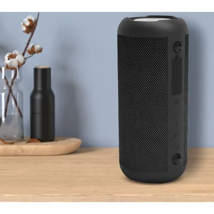 Lobwerk Bluetooth Lautsprecher, wasserdicht mit USB/Micro SD, Anruffunktion, Radio, 30 Stunden Musikwiedergabe, Schwarz – Bild 3