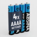 ABSINA ABSINA Batterie AAAA Alkaline 1.5V 4er Pack Batterie, (1 St) - Zuverlässige Leistung, maximale Kapazität, ideal für verschiedene Anwendungen