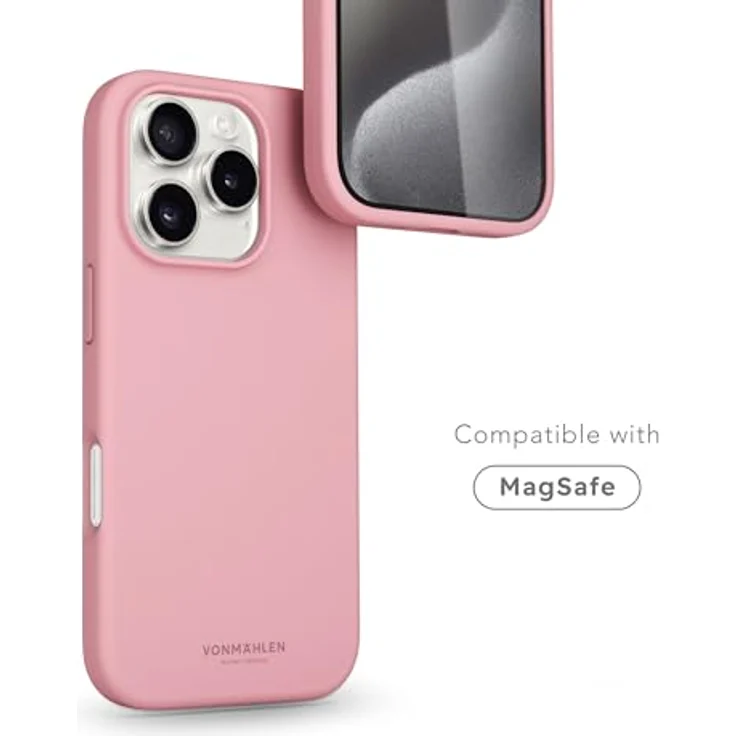 VONMÄHLEN Weiche Silikonhülle für iPhone – Handyhülle aus recycelten Materialien, kompatibel mit Mag-Safe, Mikrofaserfutter & Kamera-Displayschutz – Bild 2