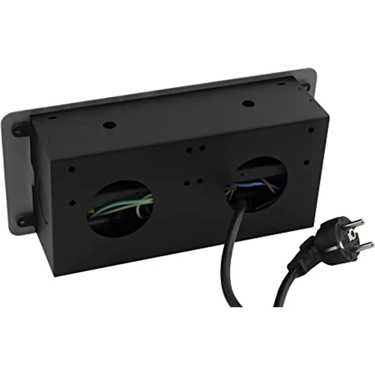 MC POWER Tisch-Einbausteckdose TS-03S 3-Fach Steckdose Silber/schwarz mit 1,8m Kabel 267x120x68mm – Bild 3