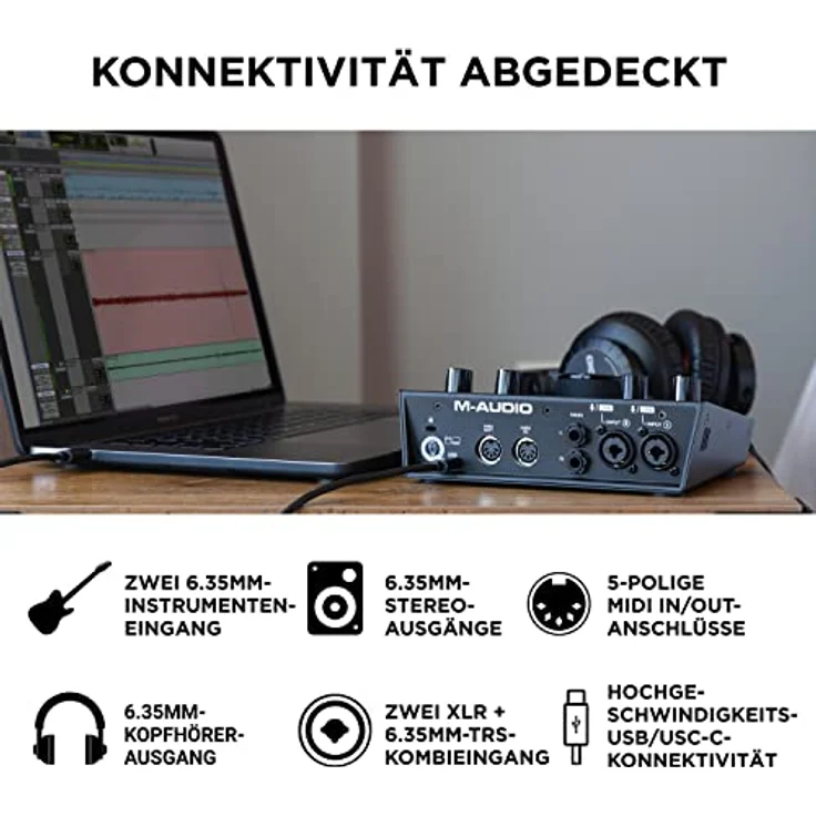 M-Audio AIR 192 | 6 - 2-in-2-out USB Audio- - MIDI-Schnittstelle mit ProTools und Ableton Live Recording Software mit Studio Effekten und Instrumenten – Bild 4
