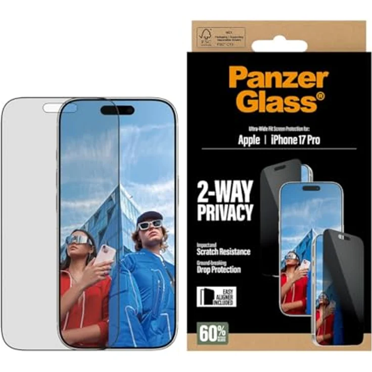 PanzerGlass Privacy Protector für iPhone 17 Pro, Displayschutzfolie mit drei Jahren Garantie gegen Herstellungsfehler – Bild 2