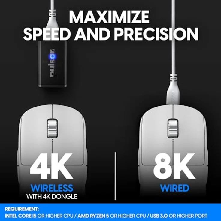 Pulsar Gaming Gears - X2A ES Beidhändige kabellose Gaming-Maus, Limitierte Auflage, PAW3395-Sensor, 100-Stunden-Akku, OLED-Display, treiberlos, 4K-Dongle im Lieferumfang enthalten – Bild 3