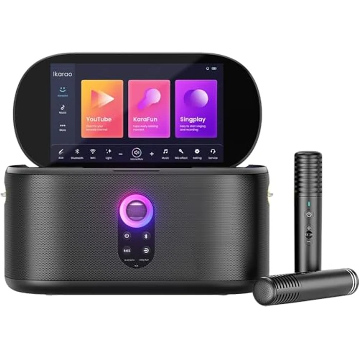 Ikarao Karaokebox Shell S1 (8 h, Akkubetrieb), Bluetooth Lautsprecher, Schwarz – Bild 1