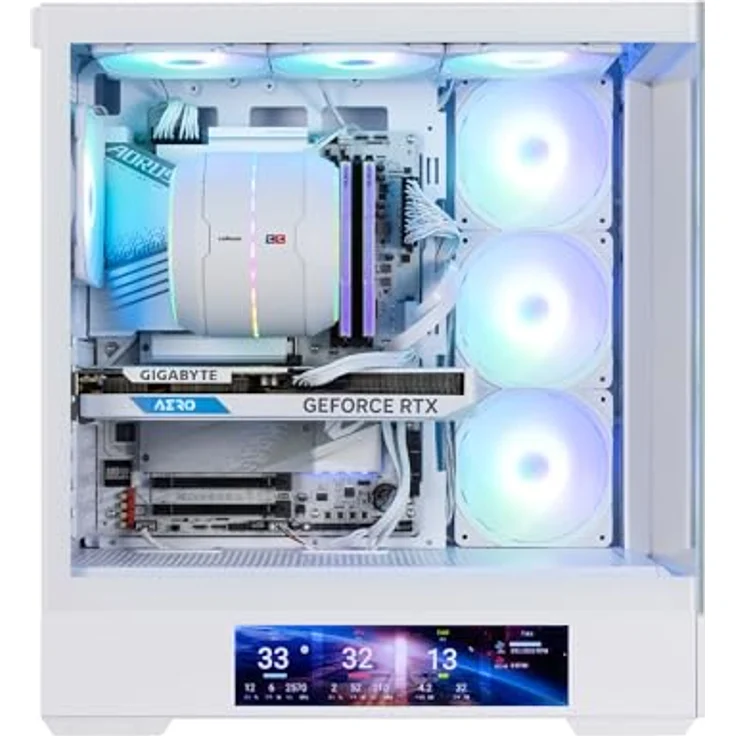 Zalman P40 DS, Medium Tower PC-Gehäuse mit 4x 120 mm ARGB Lüftern und 9,1 Zoll LCD-Display, weiß – Bild 3