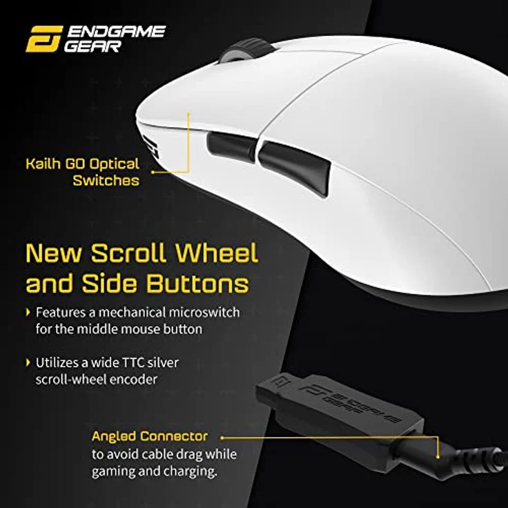 Endgame Gear - XM2we Gaming Maus Kabellos - Wireless Gaming Maus für PC 2,4-GHz Band, 19.000 CPI - Weiß – Bild 5