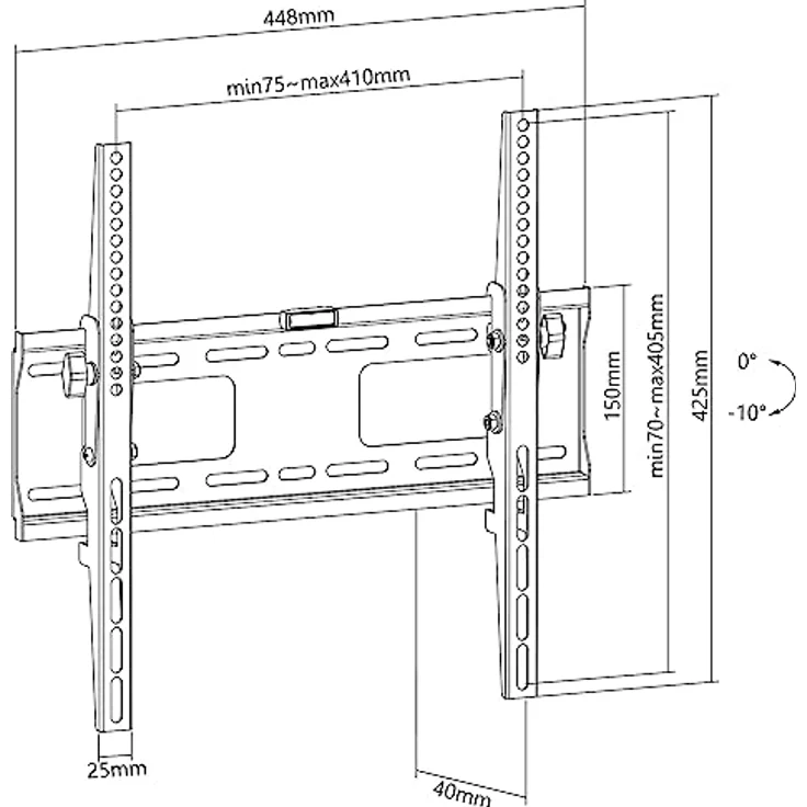 CAVO TV-Halterung neigbar, für Flach & Curved Fernseher & Monitor TV-Wandhalterung, 32-55 Zoll bis 50 kg, max. VESA 400x400 mm, pulverbeschichtet – Bild 6