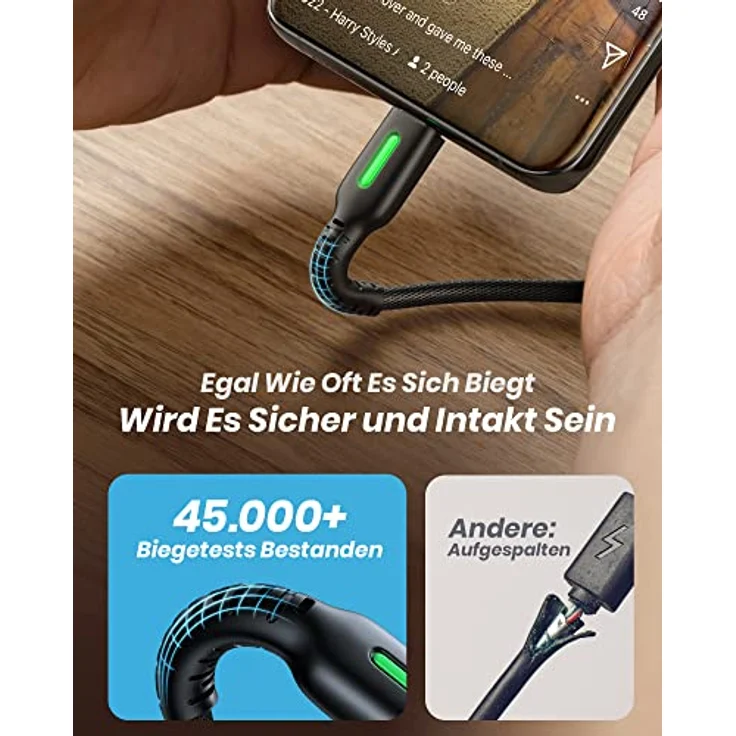 USB C Kabel, INIU Ladekabel USB C 5 Stück (1+1+1.8+1.8+3m) QC 3.1A Typ C Schnellladekabel, Nylon Geflochtenes Handy USB-C Schnellladung für Samsung S22 S21 S20 S10 Huawei Google Piexl Xiaomi usw. – Bild 4