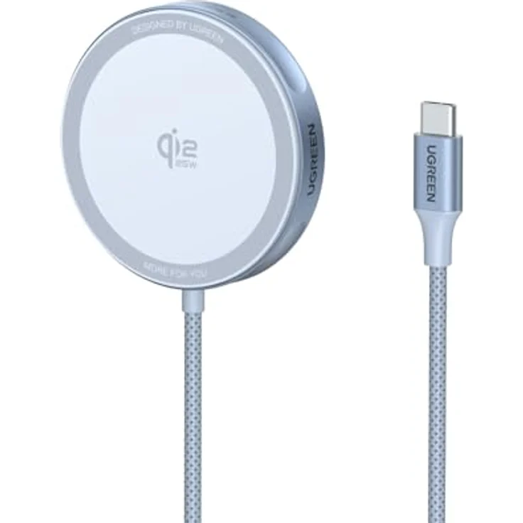 UGREEN 25W Magnetic Wireless Charger, kabelloses Ladegerät mit 15W MPP-Protokoll, Blau, 1,5 m geflochtenes Nylonkabel – Bild 1