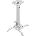 deleyCON Universal Beamerhalterung Deckenhalterung +-15° Neigbar - 360° Drehbar - bis 13,5Kg - Höhenverstellbar 380mm-580mm - Kabelführung - Weiß