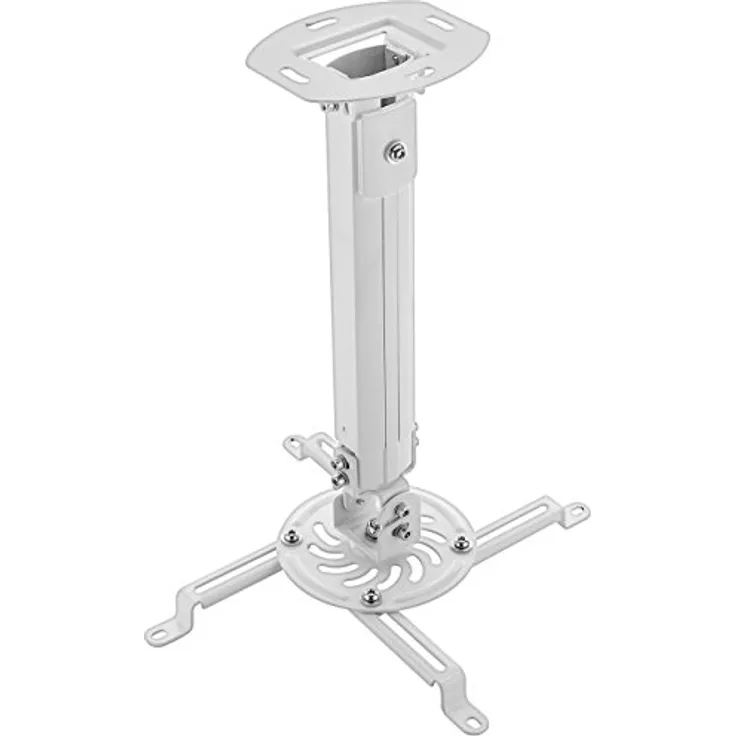 deleyCON Universal Beamerhalterung Deckenhalterung +-15° Neigbar - 360° Drehbar - bis 13,5Kg - Höhenverstellbar 380mm-580mm - Kabelführung - Weiß