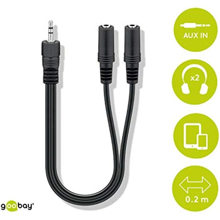 Goobay 27380 Audio Y Kabeladapter 3, 5 mm, 1x Stecker 2x Buchse Stereo, Klinke 3, 5 mm Stecker (3-Pin, Stereo) > 2x Klinke 3, 5 mm Buchse (3-Pin, Stereo) – Bild 2