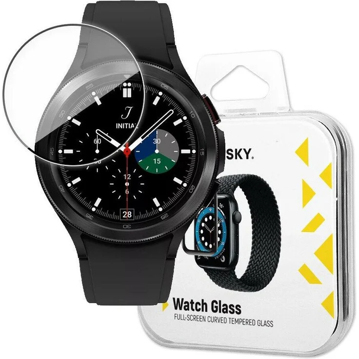 WOZINSKY Hybrid-Displayschutz aus gehärtetem Glas für Huawei Watch Fit, Schwarz - Perfekte Transparenz, exakte Passform, extrem kratz- und schmutzresistent