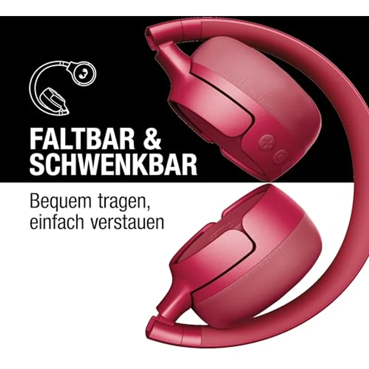 Fresh n Rebel Code Fuse, Kabelloser Ohraufliegender Bluetooth Kopfhörer mit 30 h Laufzeit, Berry Red – Bild 4