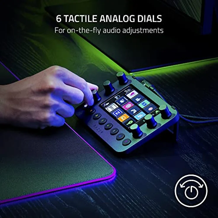 Razer Stream Controller - All-in-One-Deck für Streaming und Content-Erstellung (12 Haptisch Schaltbare Tasten, 6 Taktile Analog-Dials, 8 Programmierbare Knöpfe) Schwarz – Bild 4