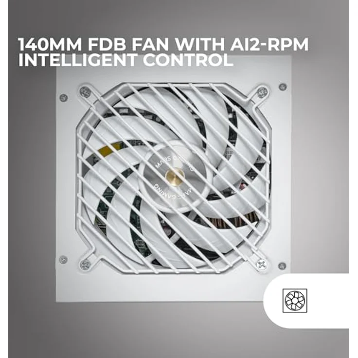 Mars Gaming MPZE750SIM, Modulares ATX Netzteil 750W, 80 Plus Silver +87%, 10 Jahre Garantie, AI2-RPM-Technologie, Weiß – Bild 3