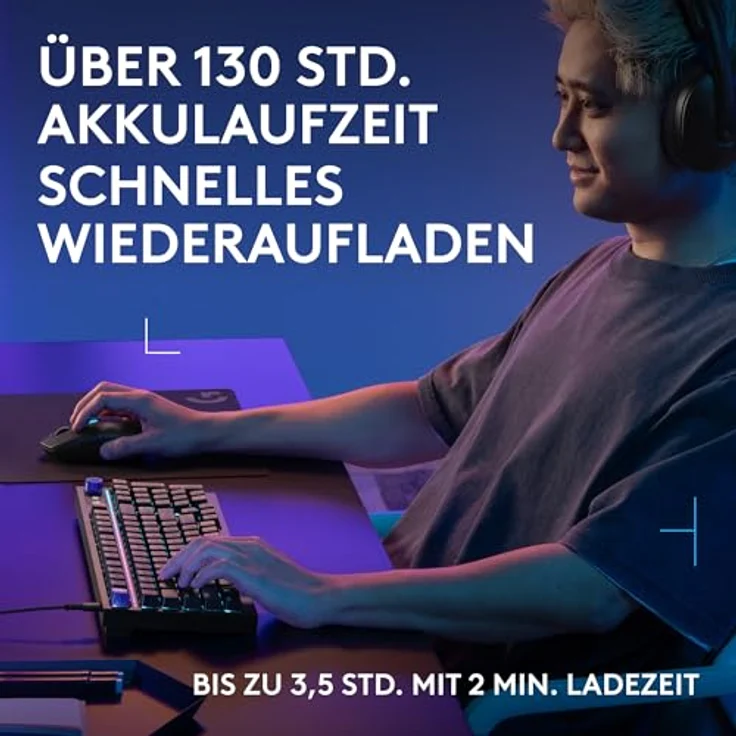 LOGITECH G305 X SUPERLIGHT Gaming-Maus, kabellos, HERO 44K-Sensor, 61 g, RGB-Beleuchtung, schwarz – Bild 6