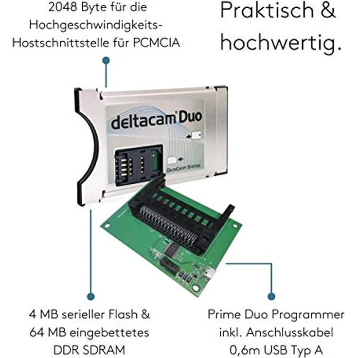 Deltacam Duo Twin CI Modul + Unicam Duo Programmer mit DeltaCrypt-Verschlüsselung 3.0, DVB CI-konform, PCMCIA CI-CAM für Smart Cards TV, Marke: Deltacam – Bild 3