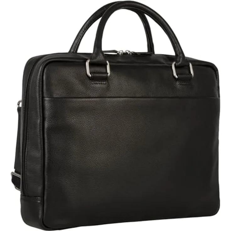 Leonhard Heyden Berlin Aktentasche Leder, 38 cm mit Laptopfach, schwarz, Trolley-geeignet