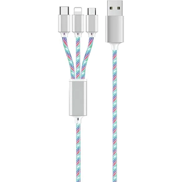 2GO 797316 USB-Kabel 1,5 m, USB B zu USB C/Micro-USB B/Lightning, Mehrfarbig, ideal für Festplatten