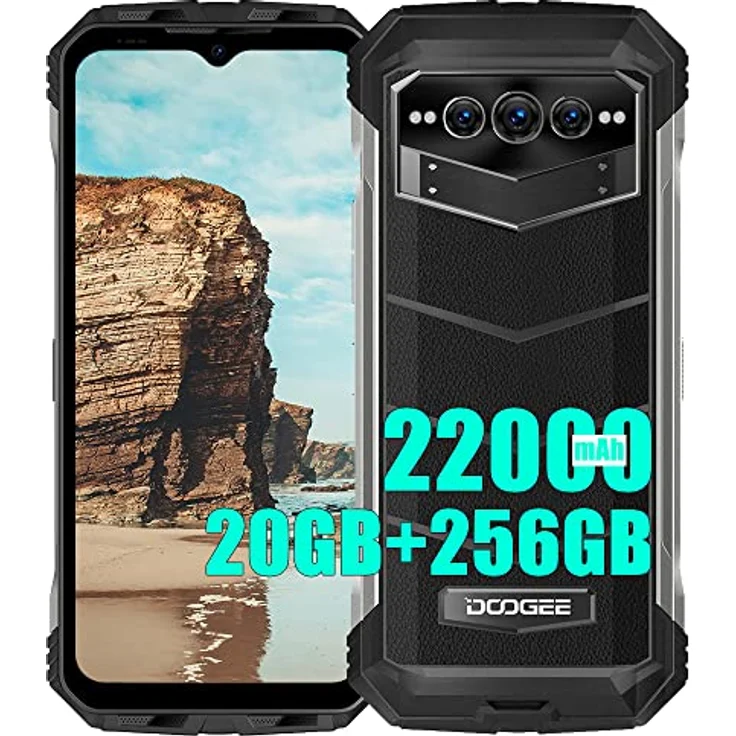 DOOGEE VMAX (2023) 5G Smartphone ohne Vertrag, 22000mAh Akku, 20GB + 256GB, Dimensity 1080 Octa Core, 108MP Kamera (20MP Infrarot) + 16MP + 32MP, Android 12 6.58 Zoll Simlockfreie Handys Schwarz – Bild 1