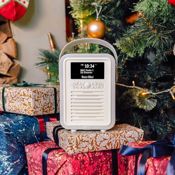 VQ Retro Mini DAB/DAB+ Digital- und FM-Radio mit Bluetooth und Weckfunktion - Hellgrau – Bild 3