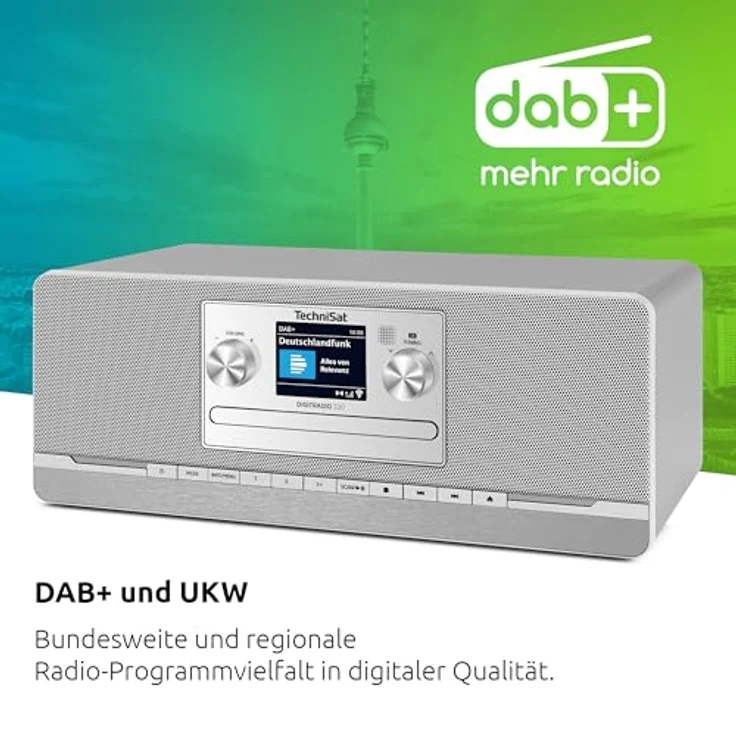 TechniSat DIGITRADIO 320 – Stereo Digitalradio mit DAB+, UKW, CD-Player, Bluetooth, USB, 2x5W RMS, TFT-Farbdisplay, Wecker und Sleeptimer, Silber – Bild 3